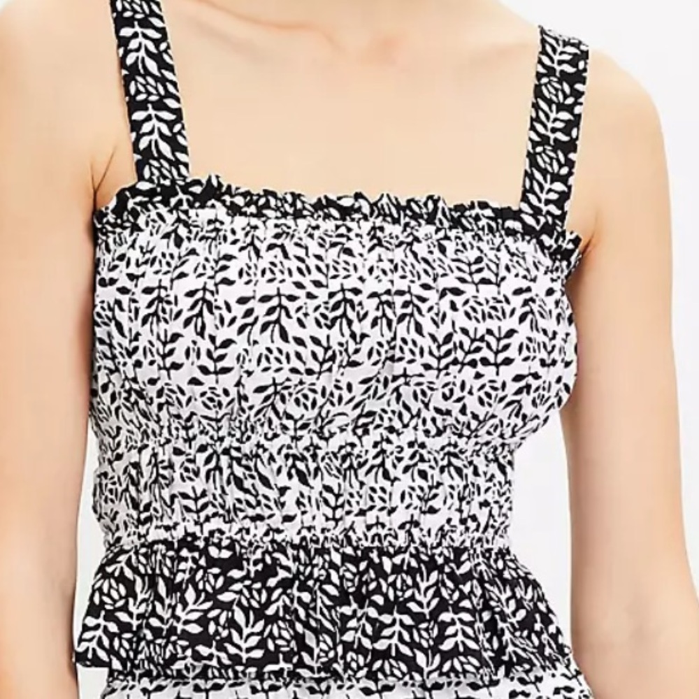 Loft Floral Plaid Peplum Cami Top